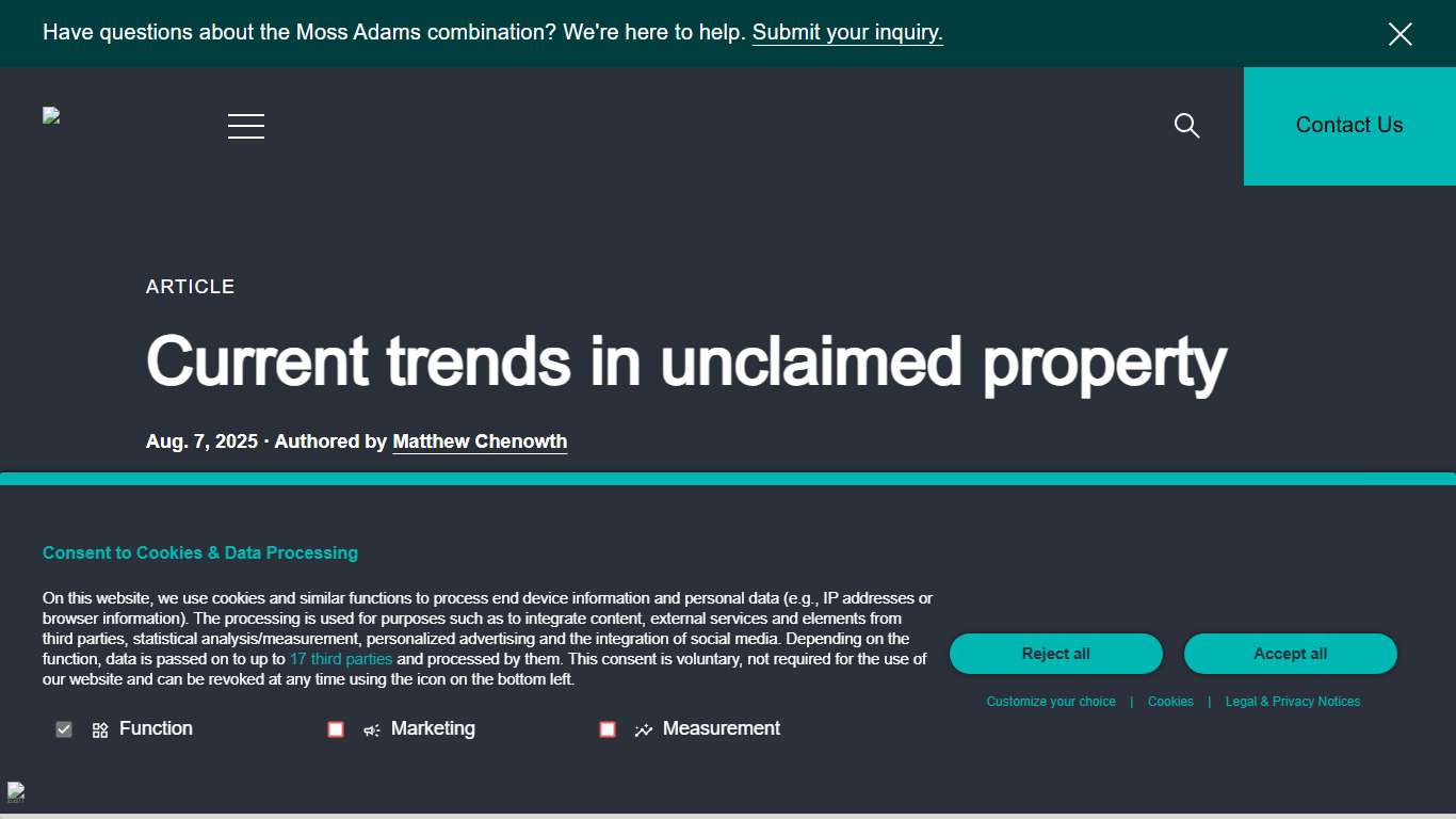 Current trends in unclaimed property Baker Tilly